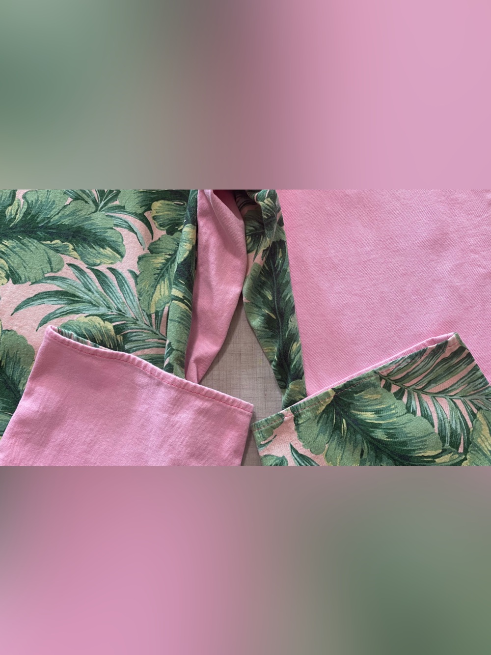 Homemade tropical, print and pink women’s overalls. 100% cotton made by me. - Picture 6 of 13